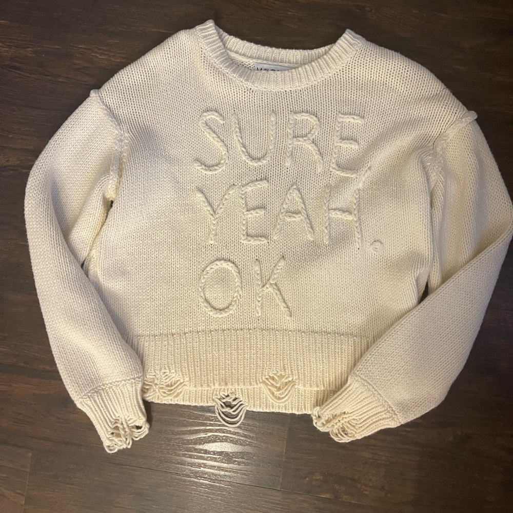 NWOT Sure Yeah Ok Wildfox distressed sweater